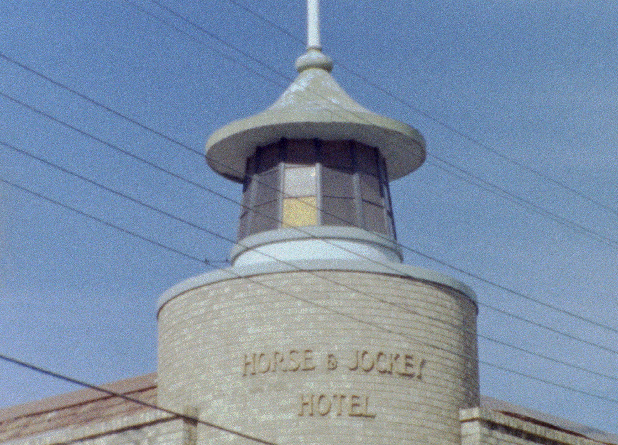 An architectural detail of the Horse & Jockey Hotel in Homebush